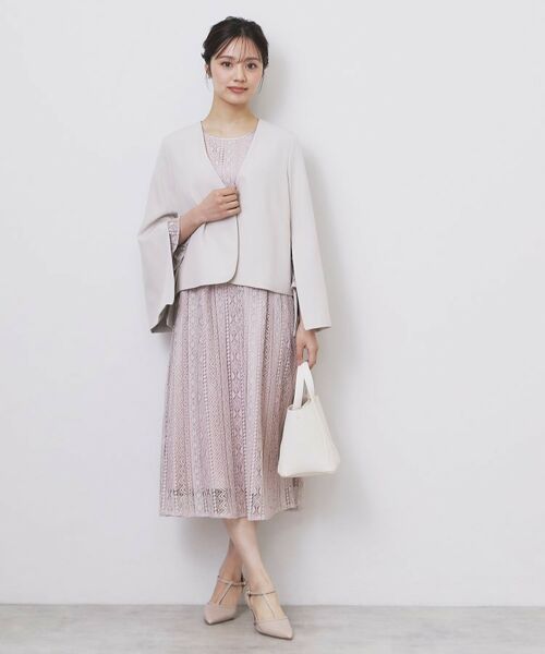 index / インデックス ミニ丈・ひざ丈ワンピース | 幾何ラインレースワンピース【洗濯機OK】 | 詳細12