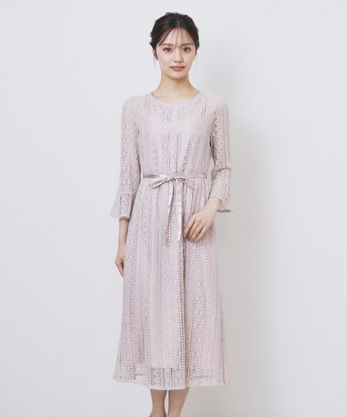 index / インデックス ミニ丈・ひざ丈ワンピース | 幾何ラインレースワンピース【洗濯機OK】 | 詳細22