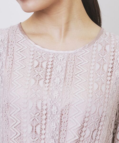 index / インデックス ミニ丈・ひざ丈ワンピース | 幾何ラインレースワンピース【洗濯機OK】 | 詳細25
