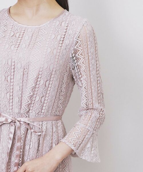 index / インデックス ミニ丈・ひざ丈ワンピース | 幾何ラインレースワンピース【洗濯機OK】 | 詳細26