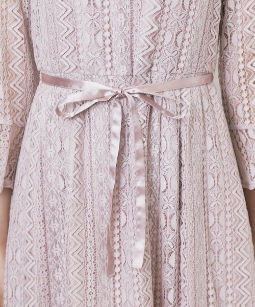 index / インデックス ミニ丈・ひざ丈ワンピース | 幾何ラインレースワンピース【洗濯機OK】 | 詳細29