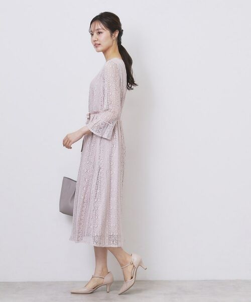 index / インデックス ミニ丈・ひざ丈ワンピース | 幾何ラインレースワンピース【洗濯機OK】 | 詳細9