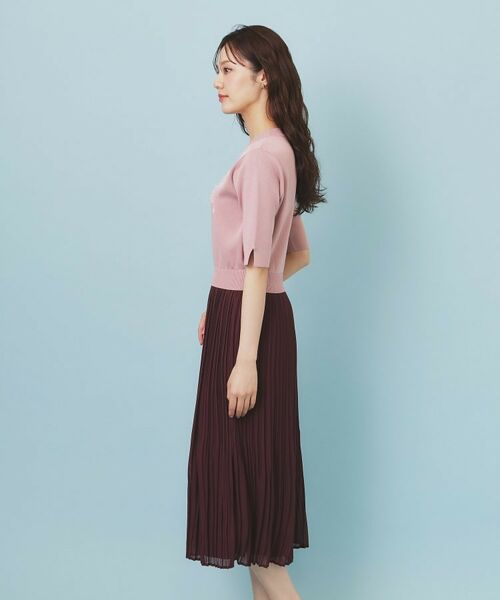 index / インデックス ミニ丈・ひざ丈ワンピース | 刺繍デザインドッキングプリーツワンピース【洗濯機OK】 | 詳細13