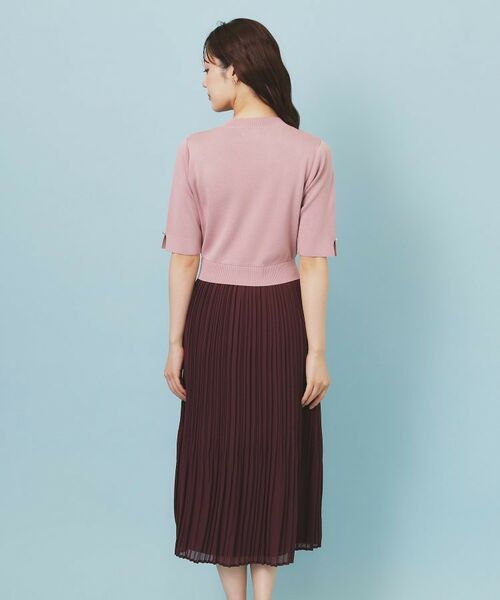 index / インデックス ミニ丈・ひざ丈ワンピース | 刺繍デザインドッキングプリーツワンピース【洗濯機OK】 | 詳細14