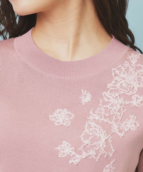 index / インデックス ミニ丈・ひざ丈ワンピース | 刺繍デザインドッキングプリーツワンピース【洗濯機OK】 | 詳細15