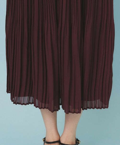 index / インデックス ミニ丈・ひざ丈ワンピース | 刺繍デザインドッキングプリーツワンピース【洗濯機OK】 | 詳細17