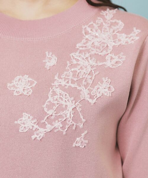 index / インデックス ミニ丈・ひざ丈ワンピース | 刺繍デザインドッキングプリーツワンピース【洗濯機OK】 | 詳細19