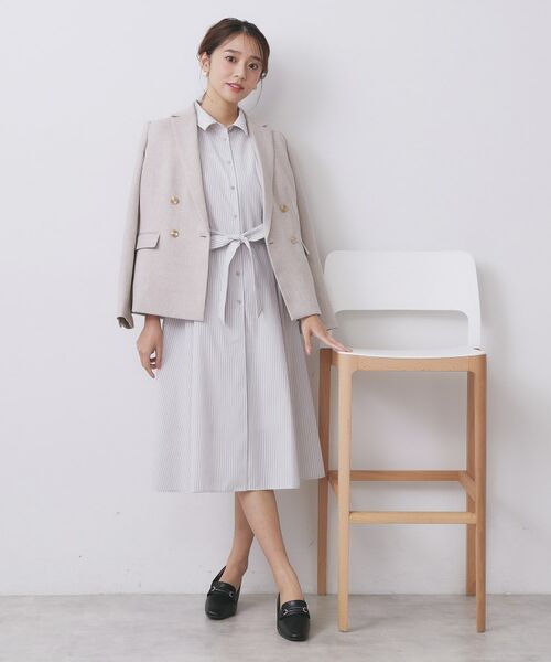 index / インデックス ロング・マキシ丈ワンピース | ラメストライプシャツワンピース【洗濯機OK/イージーアイロン】 | 詳細10