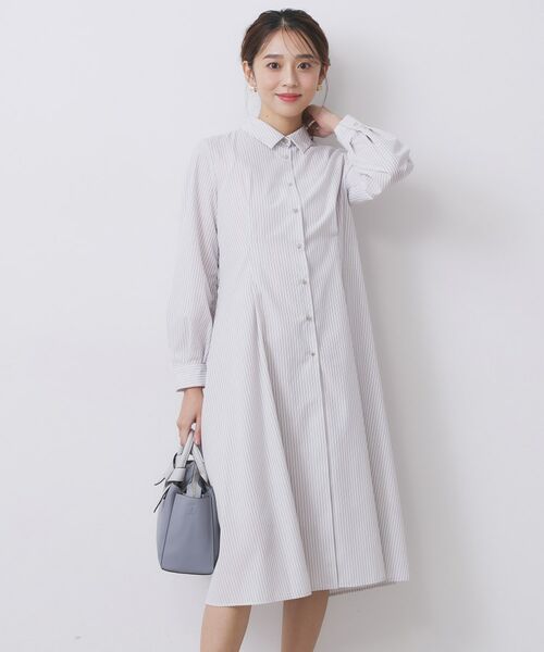 index / インデックス ロング・マキシ丈ワンピース | ラメストライプシャツワンピース【洗濯機OK/イージーアイロン】 | 詳細11