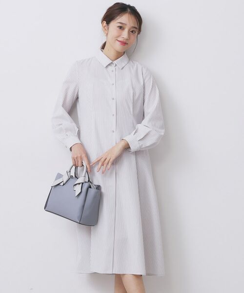 index / インデックス ロング・マキシ丈ワンピース | ラメストライプシャツワンピース【洗濯機OK/イージーアイロン】 | 詳細12