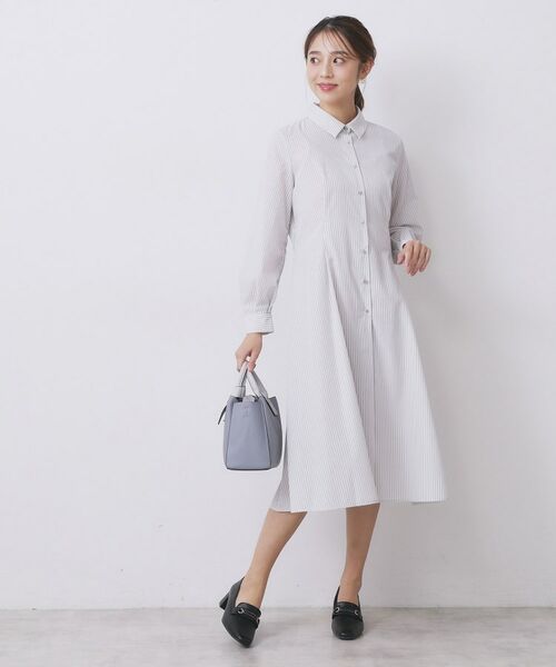 index / インデックス ロング・マキシ丈ワンピース | ラメストライプシャツワンピース【洗濯機OK/イージーアイロン】 | 詳細13