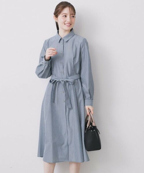 index / インデックス ロング・マキシ丈ワンピース | ラメストライプシャツワンピース【洗濯機OK/イージーアイロン】 | 詳細15