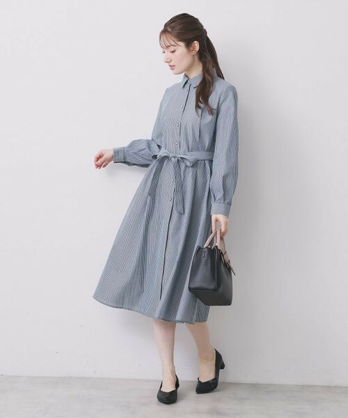 index / インデックス ロング・マキシ丈ワンピース | ラメストライプシャツワンピース【洗濯機OK/イージーアイロン】 | 詳細16