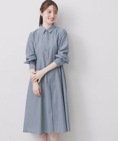 index / インデックス ロング・マキシ丈ワンピース | ラメストライプシャツワンピース【洗濯機OK/イージーアイロン】 | 詳細18