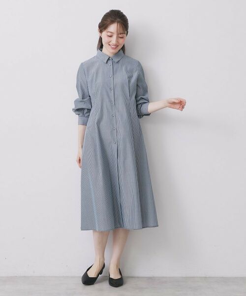 index / インデックス ロング・マキシ丈ワンピース | ラメストライプシャツワンピース【洗濯機OK/イージーアイロン】 | 詳細19