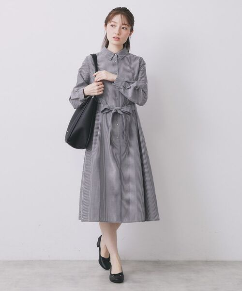 index / インデックス ロング・マキシ丈ワンピース | ラメストライプシャツワンピース【洗濯機OK/イージーアイロン】 | 詳細2