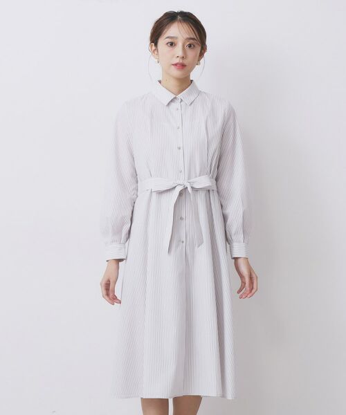 index / インデックス ロング・マキシ丈ワンピース | ラメストライプシャツワンピース【洗濯機OK/イージーアイロン】 | 詳細21