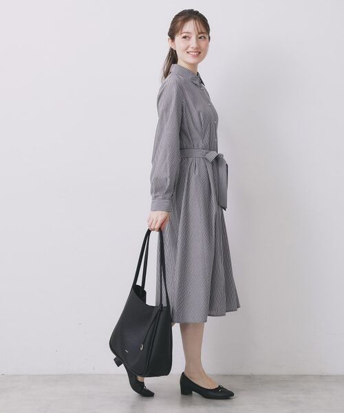 index / インデックス ロング・マキシ丈ワンピース | ラメストライプシャツワンピース【洗濯機OK/イージーアイロン】 | 詳細3