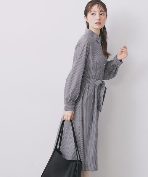 index / インデックス ロング・マキシ丈ワンピース | ラメストライプシャツワンピース【洗濯機OK/イージーアイロン】 | 詳細4