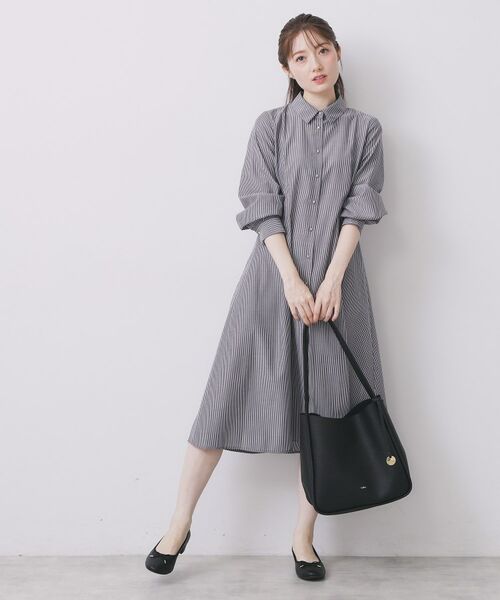 index / インデックス ロング・マキシ丈ワンピース | ラメストライプシャツワンピース【洗濯機OK/イージーアイロン】 | 詳細6