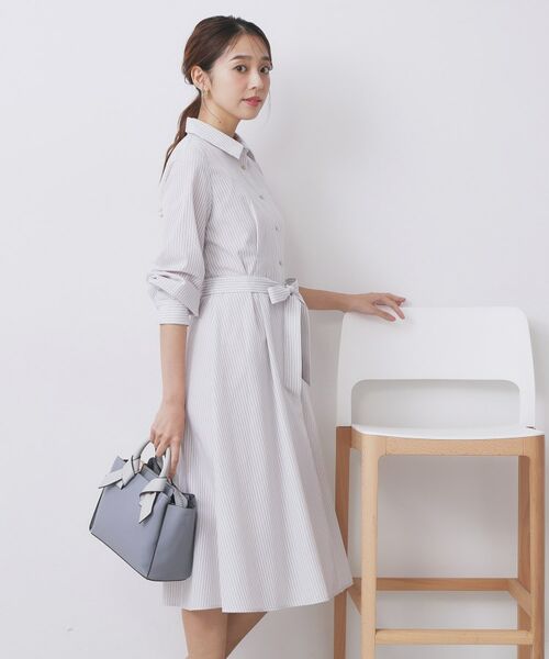 index / インデックス ロング・マキシ丈ワンピース | ラメストライプシャツワンピース【洗濯機OK/イージーアイロン】 | 詳細8