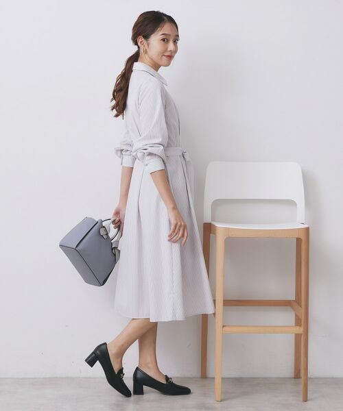 index / インデックス ロング・マキシ丈ワンピース | ラメストライプシャツワンピース【洗濯機OK/イージーアイロン】 | 詳細9
