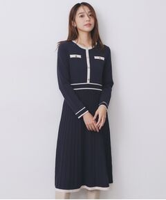 index / インデックス ロング・マキシ丈ワンピース | バイカラードッキング風ニットワンピース【洗濯機OK/抗ピル】