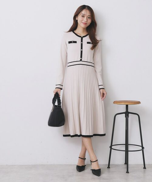 index / インデックス ロング・マキシ丈ワンピース | バイカラードッキング風ニットワンピース【洗濯機OK/抗ピル】 | 詳細1