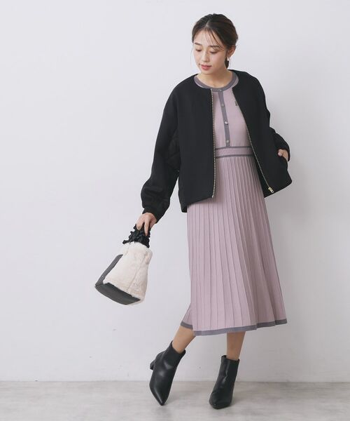 index / インデックス ロング・マキシ丈ワンピース | バイカラードッキング風ニットワンピース【洗濯機OK/抗ピル】 | 詳細6