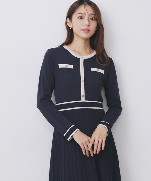 index / インデックス ロング・マキシ丈ワンピース | バイカラードッキング風ニットワンピース【洗濯機OK/抗ピル】 | 詳細8