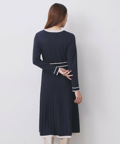 index / インデックス ロング・マキシ丈ワンピース | バイカラードッキング風ニットワンピース【洗濯機OK/抗ピル】 | 詳細9