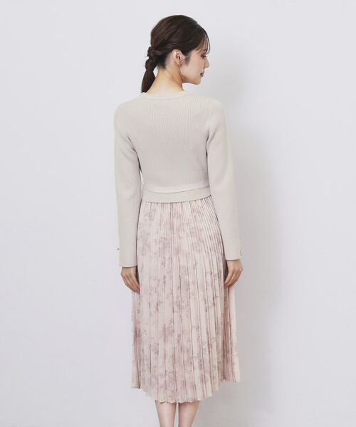 index / インデックス ミニ丈・ひざ丈ワンピース | フラワープリーツドッキングニットワンピース【洗濯機OK】 | 詳細24