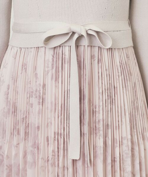 index / インデックス ミニ丈・ひざ丈ワンピース | フラワープリーツドッキングニットワンピース【洗濯機OK】 | 詳細27