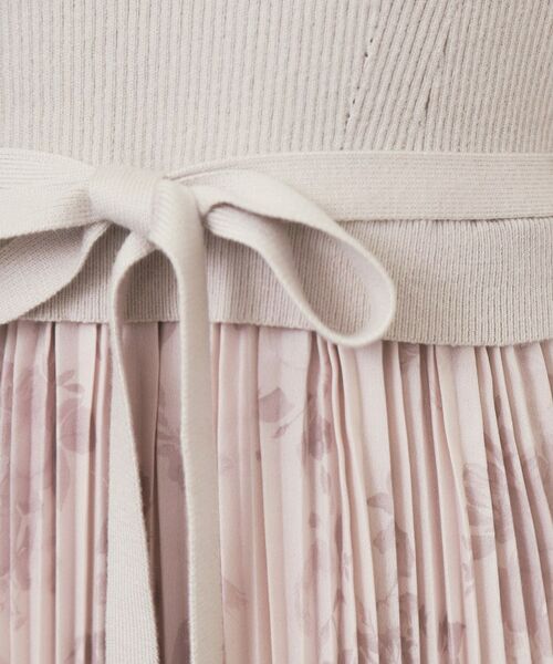 index / インデックス ミニ丈・ひざ丈ワンピース | フラワープリーツドッキングニットワンピース【洗濯機OK】 | 詳細7