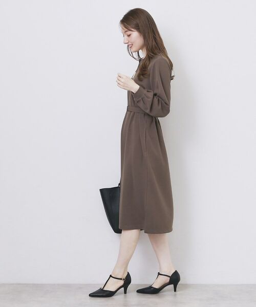 index / インデックス ミニ丈・ひざ丈ワンピース | パール調ボタン付きキーネックワンピース【洗濯機OK】《S～3L》 | 詳細20