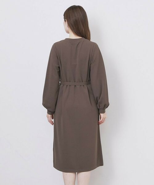 index / インデックス ミニ丈・ひざ丈ワンピース | パール調ボタン付きキーネックワンピース【洗濯機OK】《S～3L》 | 詳細24