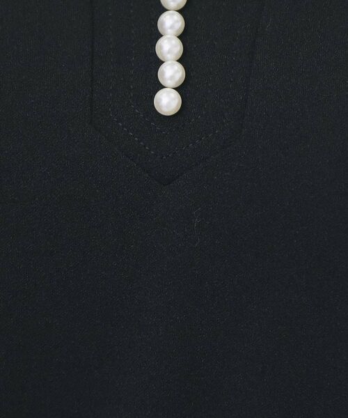 index / インデックス ミニ丈・ひざ丈ワンピース | パール調ボタン付きキーネックワンピース【洗濯機OK】《S～3L》 | 詳細7