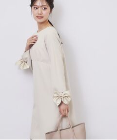 index / インデックス ミニ丈・ひざ丈ワンピース | ダブルクロスリボンスリーブワンピース【洗濯機OK】