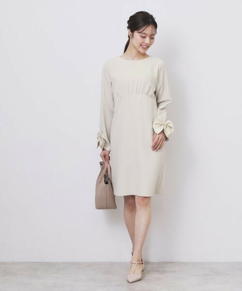 index / インデックス ミニ丈・ひざ丈ワンピース | ダブルクロスリボンスリーブワンピース【洗濯機OK】 | 詳細10