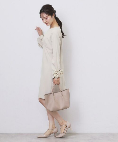 index / インデックス ミニ丈・ひざ丈ワンピース | ダブルクロスリボンスリーブワンピース【洗濯機OK】 | 詳細11