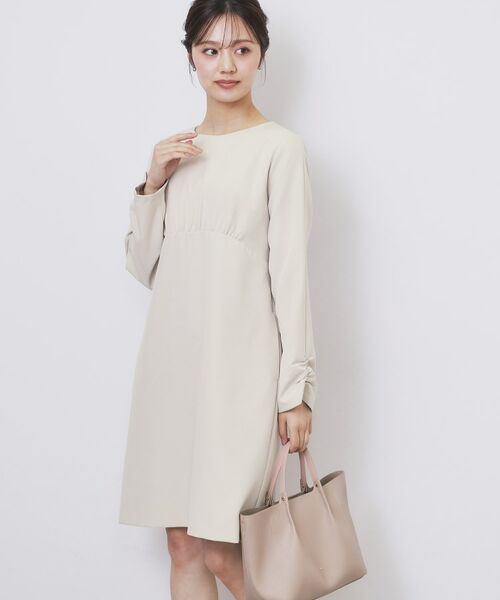index / インデックス ミニ丈・ひざ丈ワンピース | ダブルクロスリボンスリーブワンピース【洗濯機OK】 | 詳細12