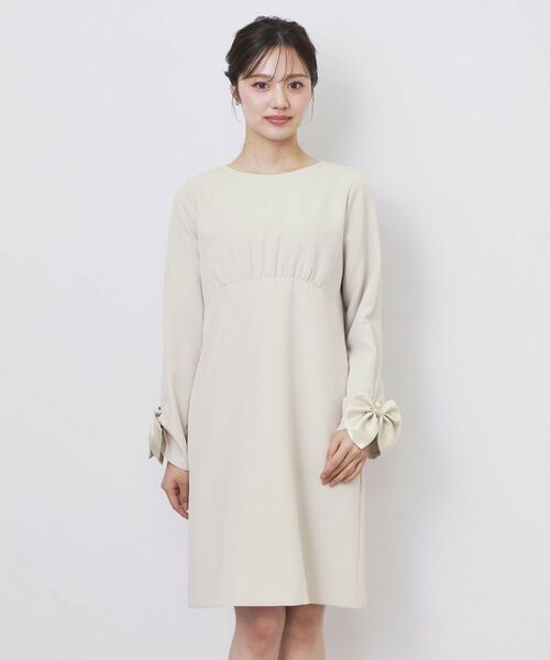 index / インデックス ミニ丈・ひざ丈ワンピース | ダブルクロスリボンスリーブワンピース【洗濯機OK】 | 詳細15