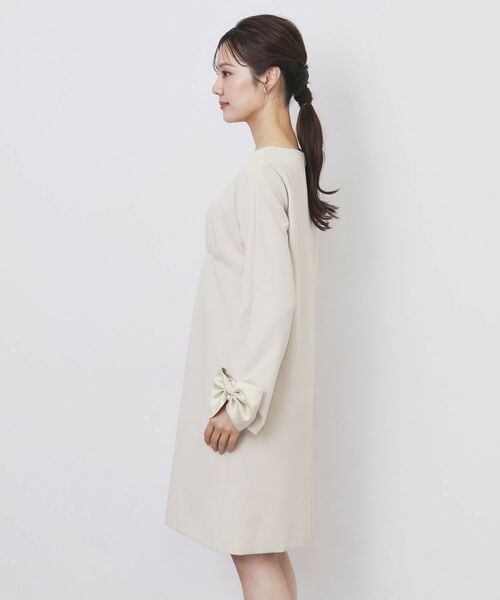 index / インデックス ミニ丈・ひざ丈ワンピース | ダブルクロスリボンスリーブワンピース【洗濯機OK】 | 詳細16