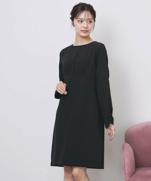 index / インデックス ミニ丈・ひざ丈ワンピース | ダブルクロスリボンスリーブワンピース【洗濯機OK】 | 詳細5