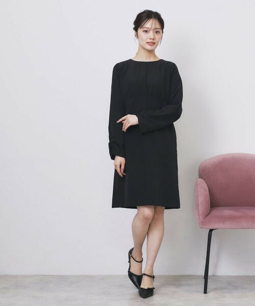 index / インデックス ミニ丈・ひざ丈ワンピース | ダブルクロスリボンスリーブワンピース【洗濯機OK】 | 詳細6