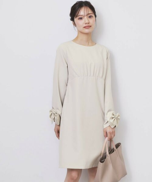 index / インデックス ミニ丈・ひざ丈ワンピース | ダブルクロスリボンスリーブワンピース【洗濯機OK】 | 詳細9