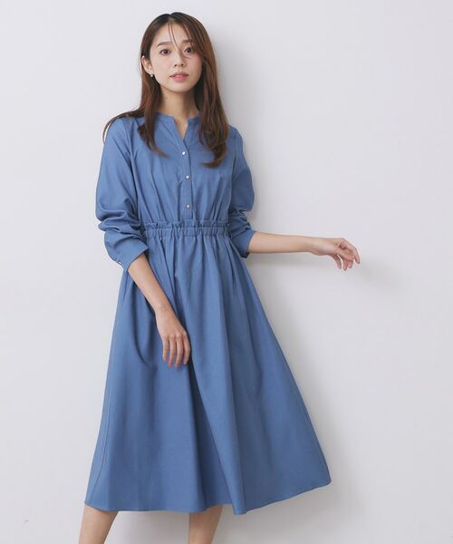 index / インデックス ロング・マキシ丈ワンピース | シャンブレーツイルドッキングフレアワンピース【洗濯機OK/イージーアイロン】 | 詳細11