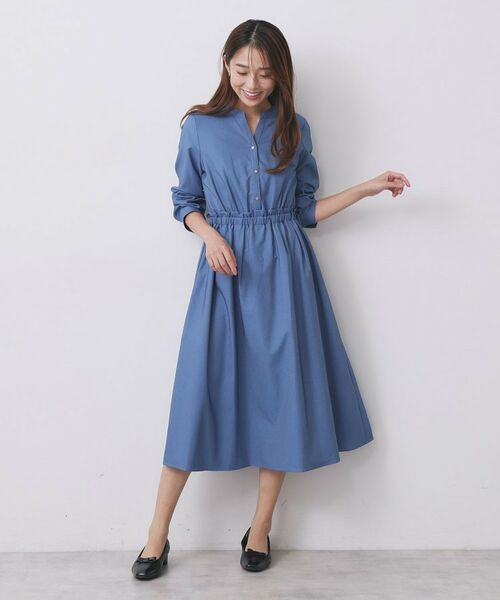 index / インデックス ロング・マキシ丈ワンピース | シャンブレーツイルドッキングフレアワンピース【洗濯機OK/イージーアイロン】 | 詳細13