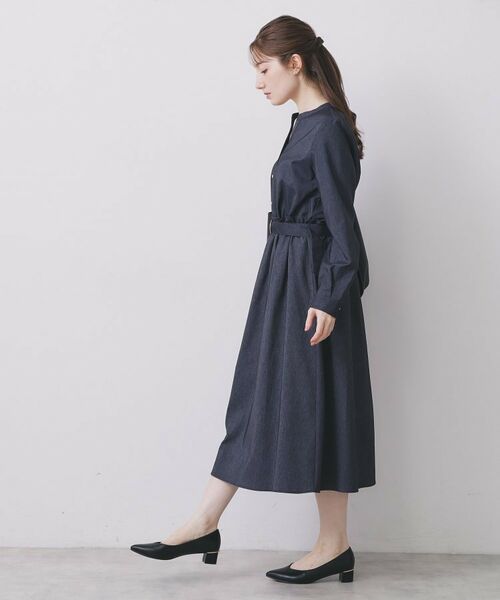 index / インデックス ロング・マキシ丈ワンピース | シャンブレーツイルドッキングフレアワンピース【洗濯機OK/イージーアイロン】 | 詳細19