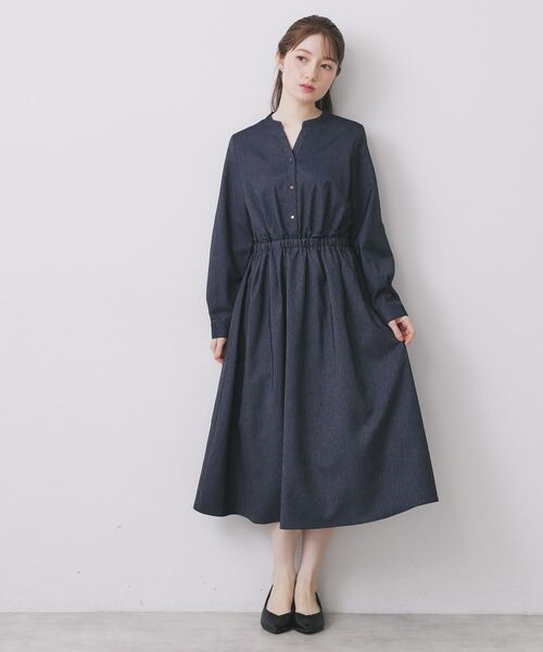 index / インデックス ロング・マキシ丈ワンピース | シャンブレーツイルドッキングフレアワンピース【洗濯機OK/イージーアイロン】 | 詳細20
